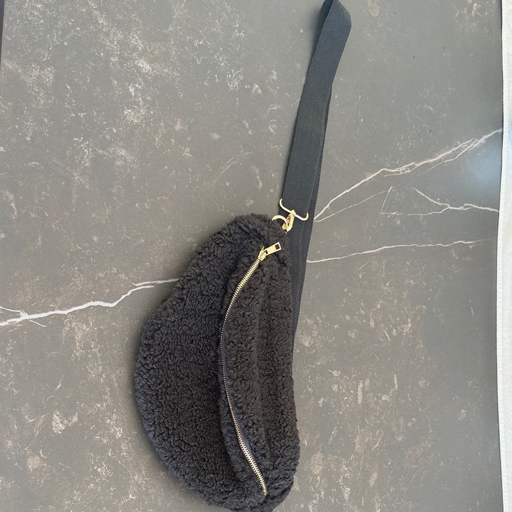 Black Sherpa Crossbody Bag